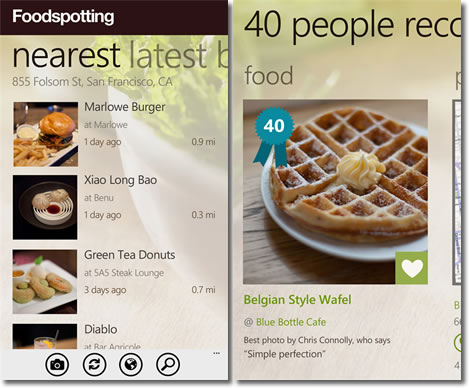 foodspotting screenshot windowsphone