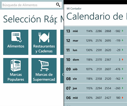 contacalorie-windowsphone-screenshot