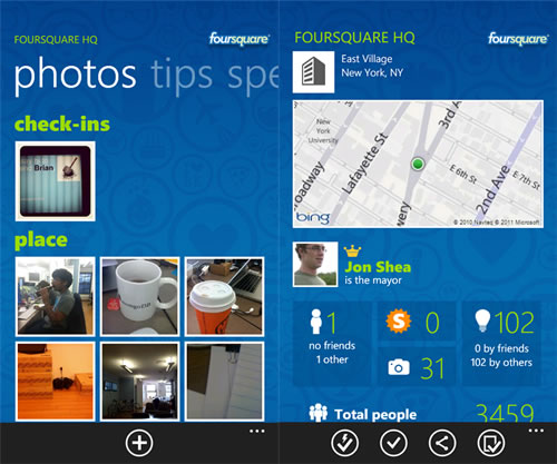 windowsphone foursquare