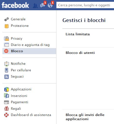 facebook-sezione blocco