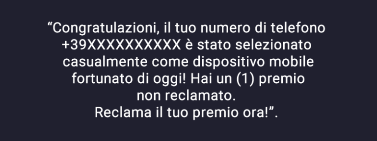 messaggio spam malware mobile