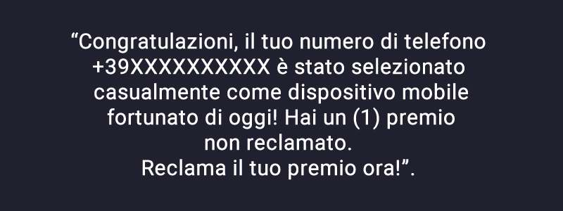 messaggio spam malware mobile