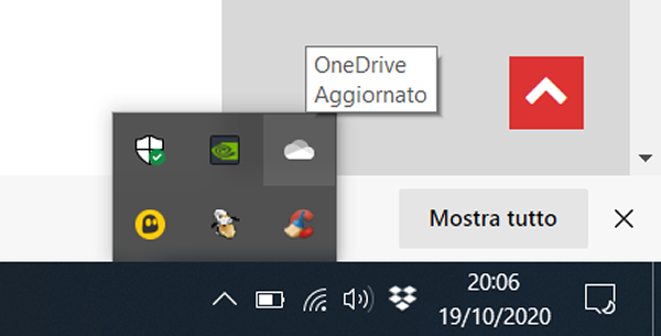 OneDrive barra notifiche